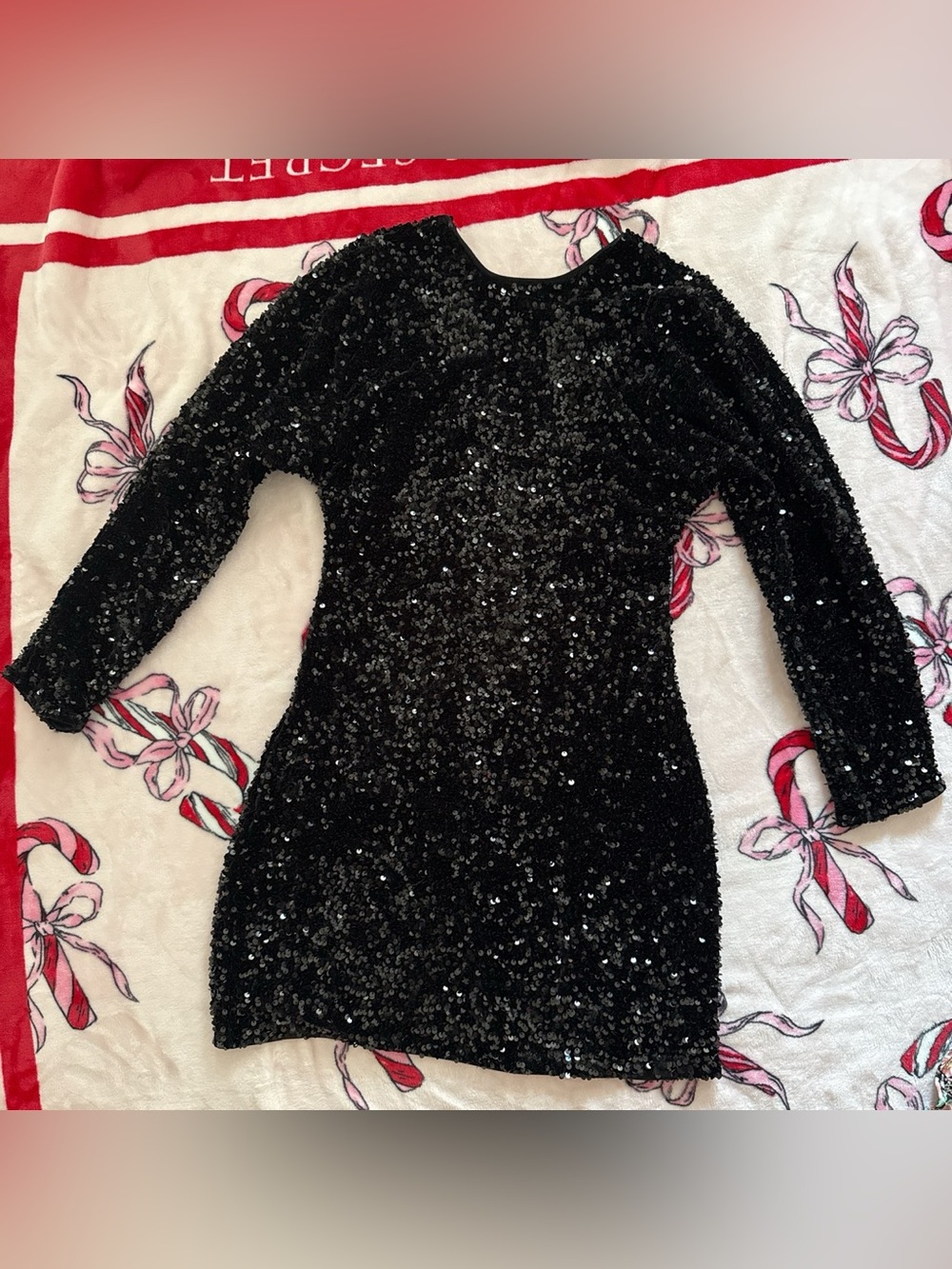 NWT H&M black sequin party long sleeve dress S